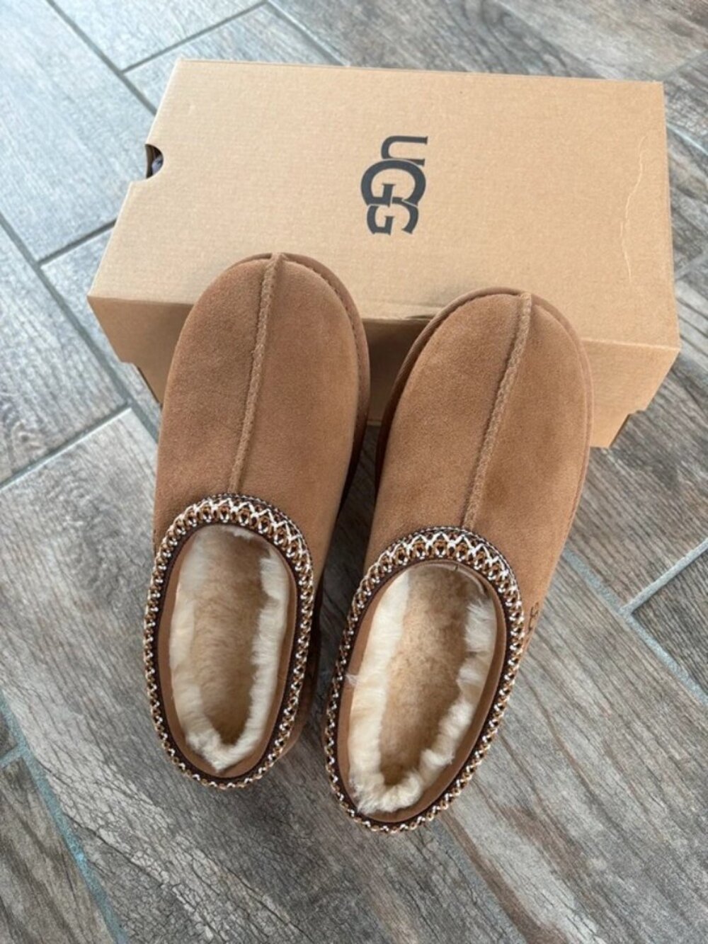 UGG Tasman II Big Kids Size 6 Chestnut Brown Suede Slippers 1019066K Brand New
